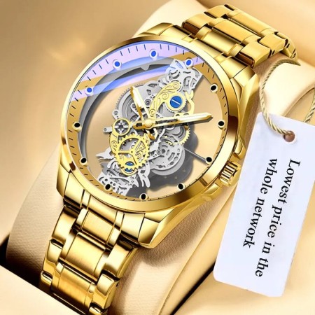 New Watch Skeleton quartz Watch Gold Vintage